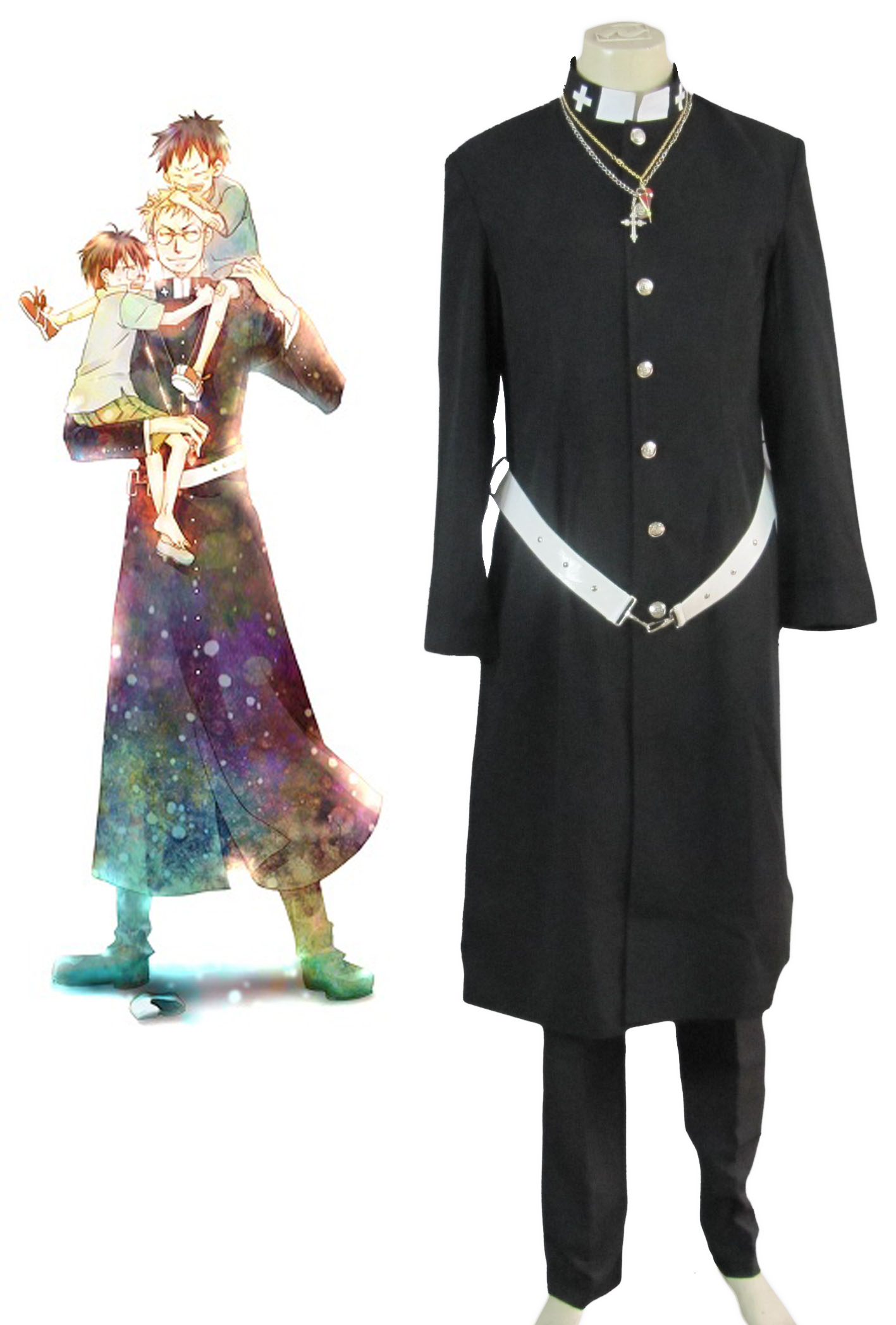 Blue Exorcist Shiro Fujimoto Priest Uniform Cosplay Costume